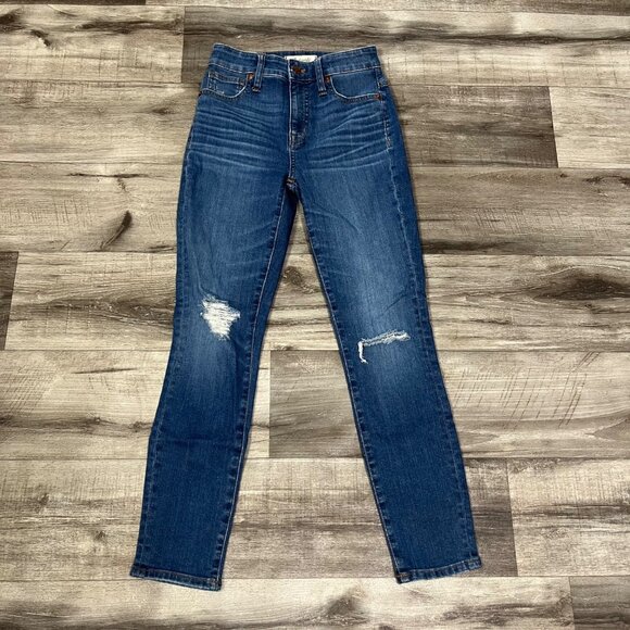 Madewell Curvy High Rise Skinny Crop Distressed Jeans Blue Women’s Size 23